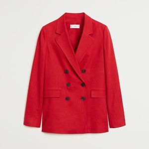 Red Double-breasted Blazer